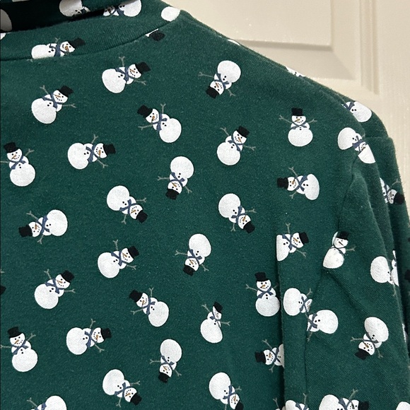 White Stag Forest Green Snowman Top Cotton Winter Cute Fun Medium or Large - Picture 11 of 12